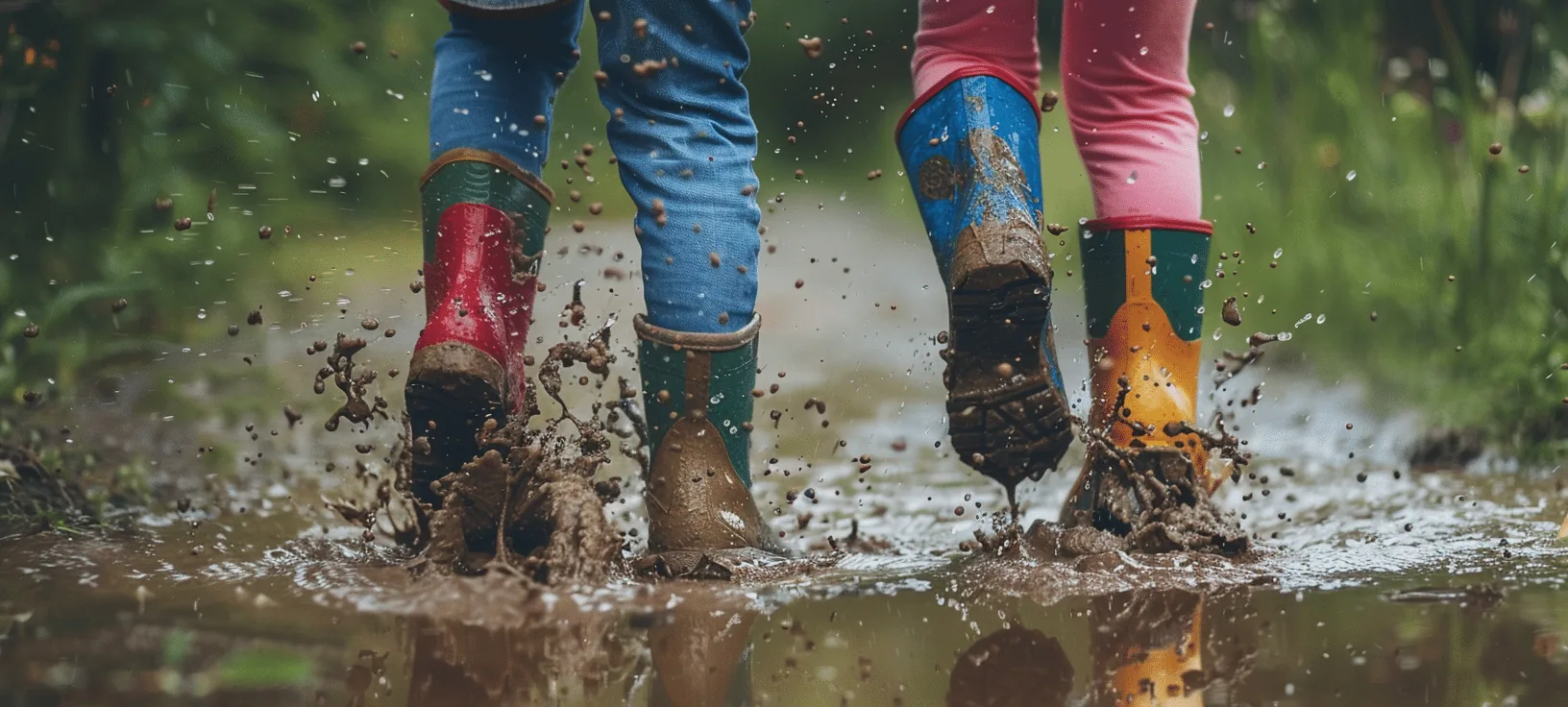 A pair of muddy boots after a day outdoors at camp
